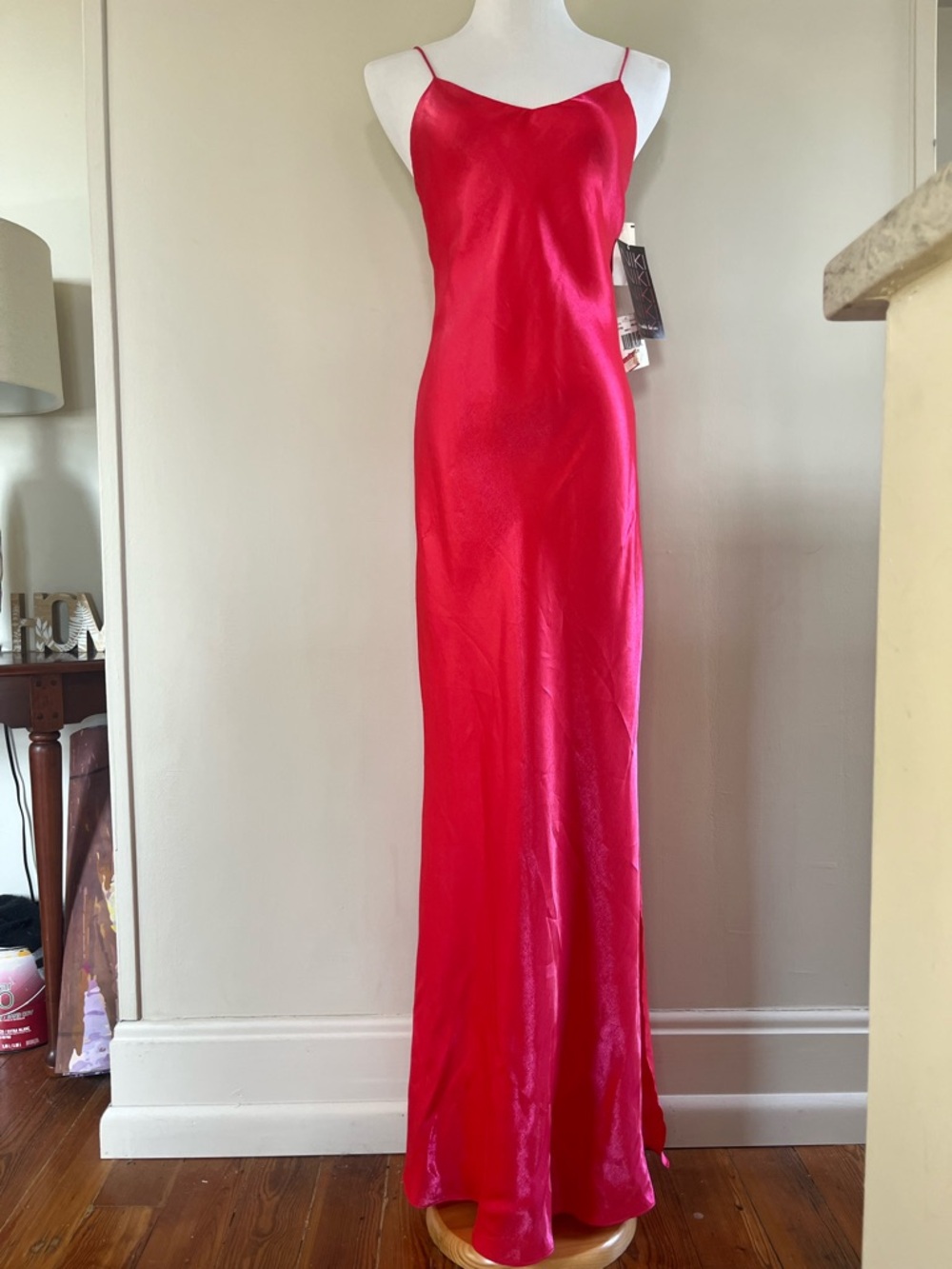 Satin Slip Maxi Dress in Vibrant Hot Pink